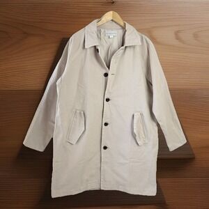 Outerknown Century Trench Car Coat Men's Medium Latte Beige Organic Cotton $328